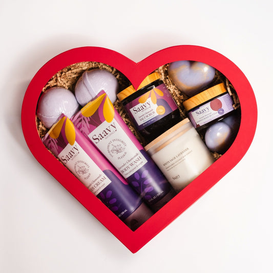 Saavy Naturals 9-Piece Spa Valentines Gift set Lavender Chamomile