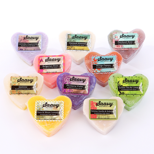 Natural and Organic Heart Shape Bar Soap Variety Pack (10 bars)