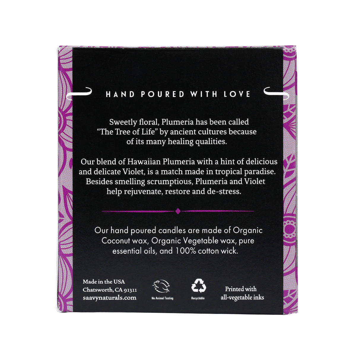 Natural Coconut Oil Candle - Plumeria Violet