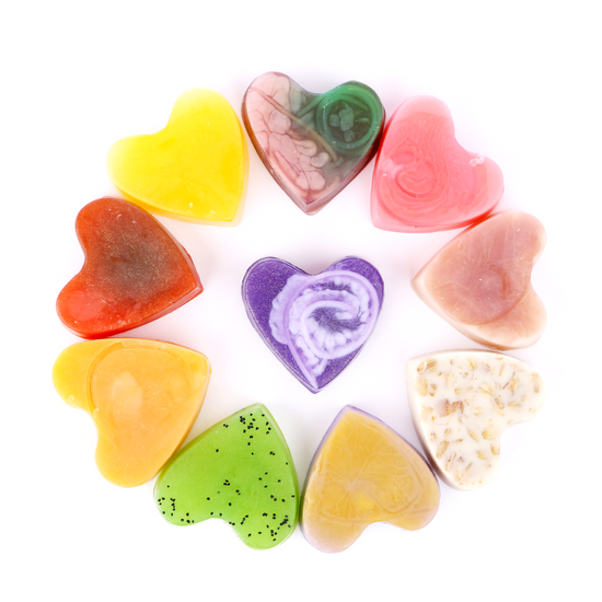 Natural and Organic Heart Shape Bar Soap Variety Pack (10 bars)