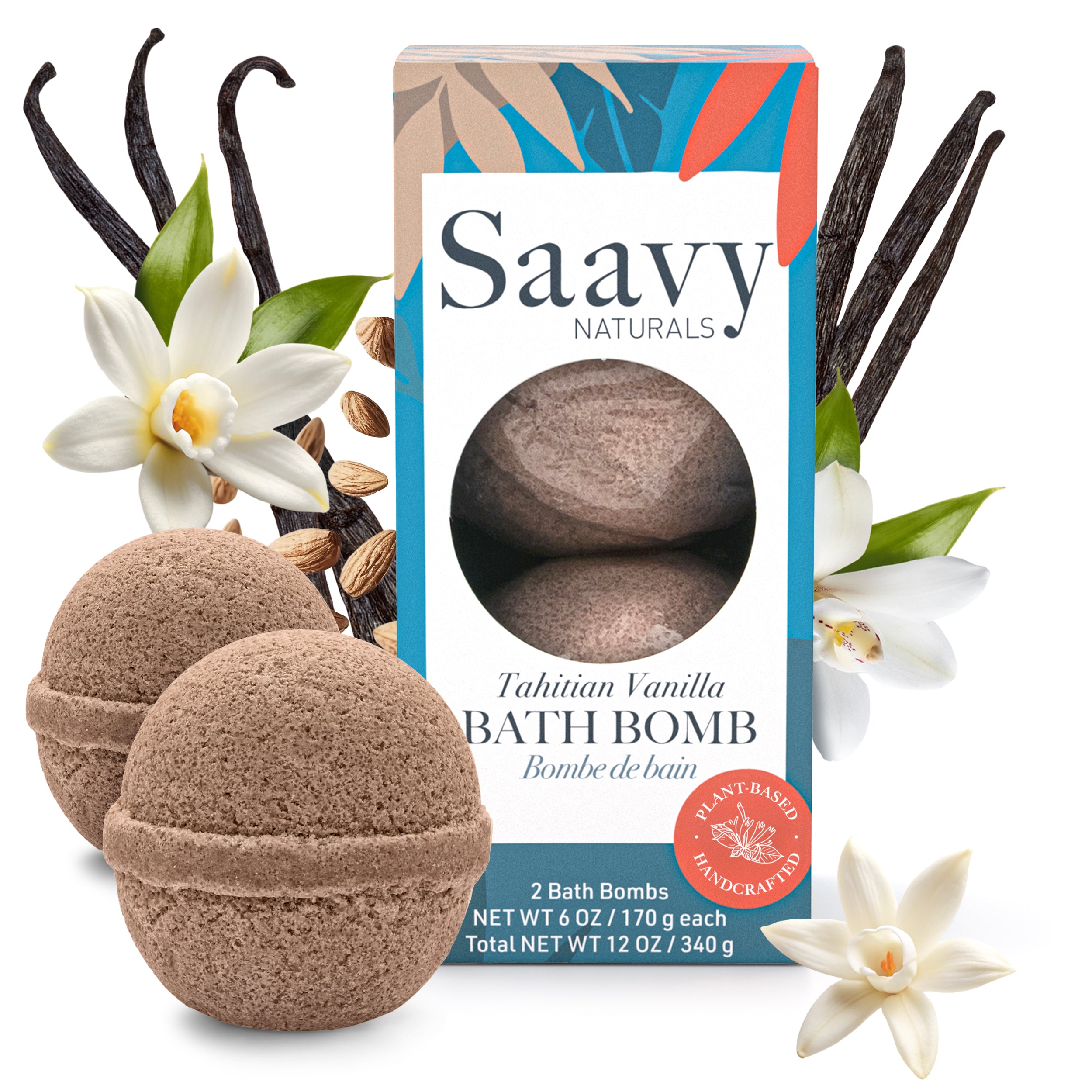 Tahitian Vanilla Bath Bomb Duo - Saavy Naturals