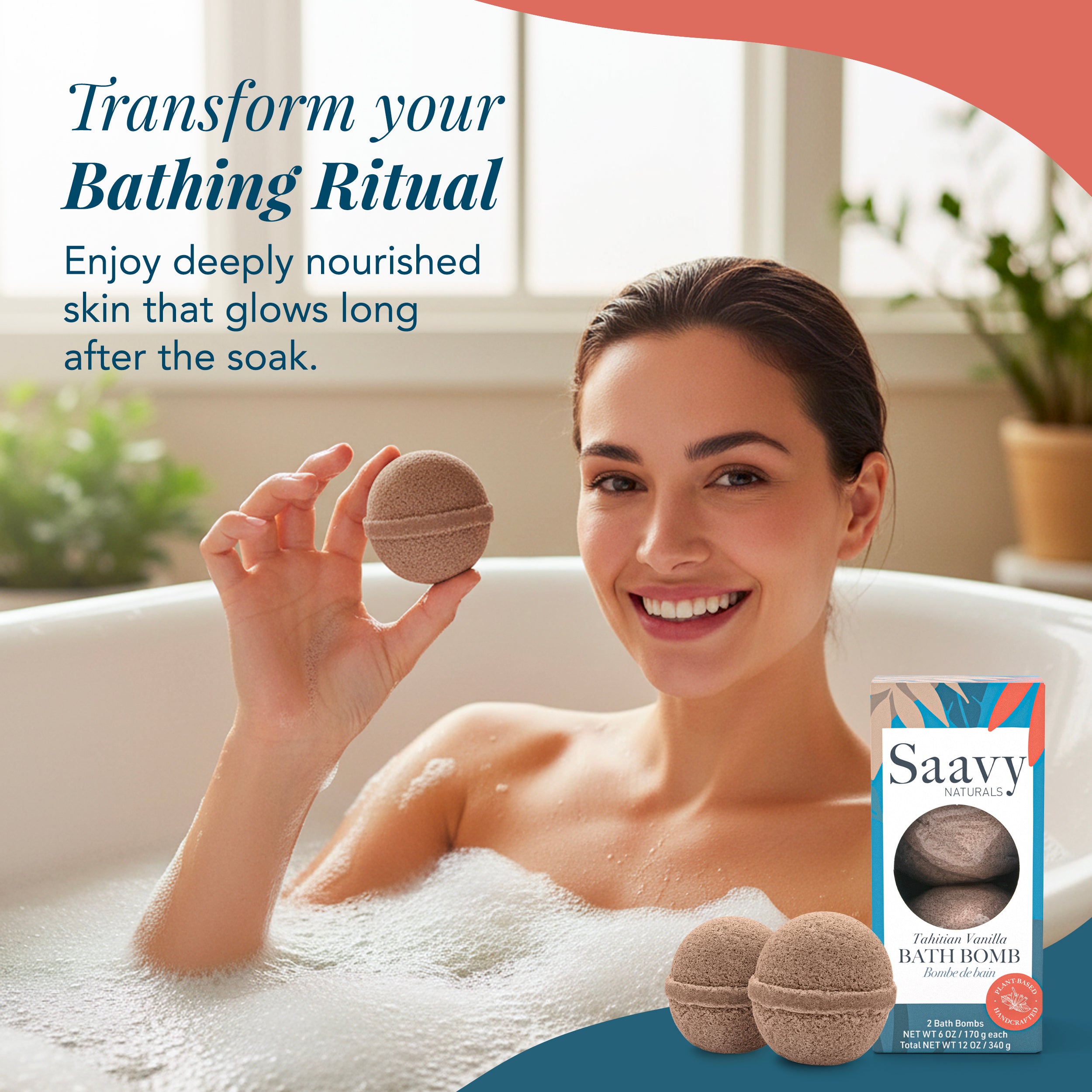 Natural And Organic Bath Bomb | Tahitian Vanilla | Saavy Naturals