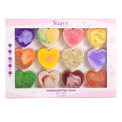 12-Pack Heart Artisan Soap Valentines Gift Set
