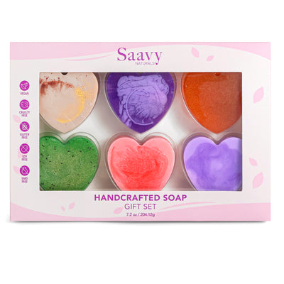 6-Pack Heart Artisan Soap Valentines Gift Set