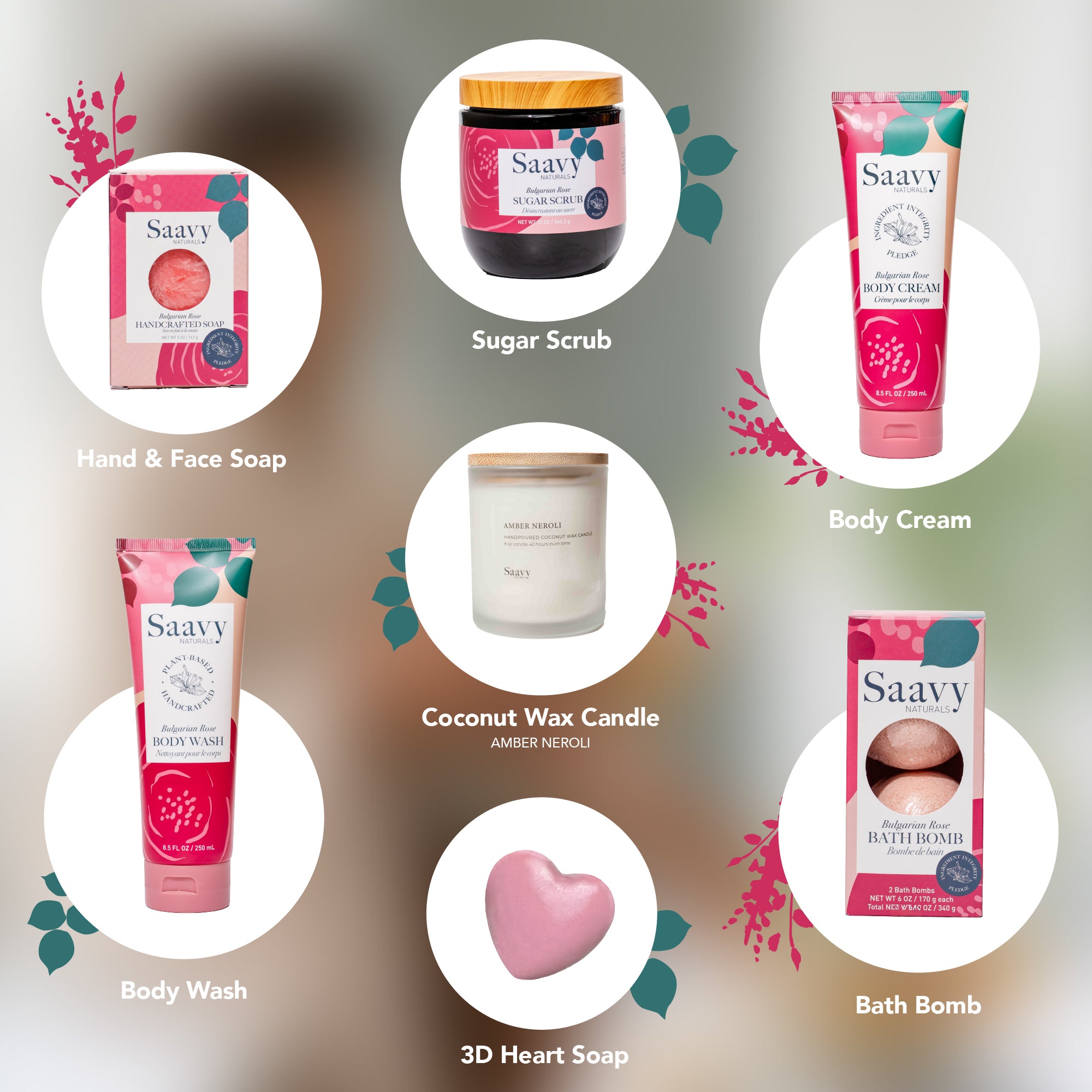 Bulgarian Rose 9-Piece Spa Gift Set | Saavy Naturals