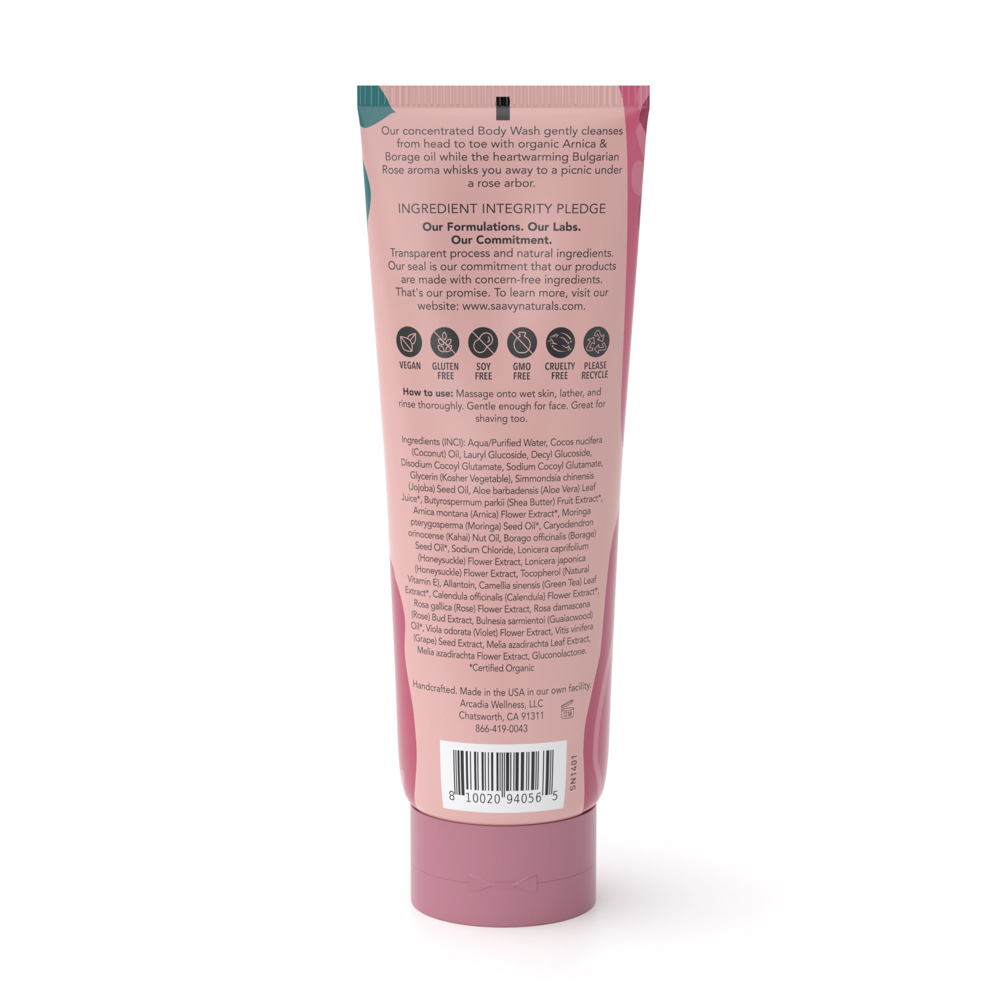 Bulgarian Rose Body Wash - Plant-Based | Saavy Naturals