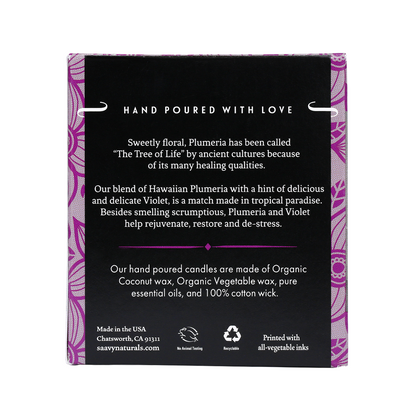 Natural Coconut Oil Candle - Plumeria Violet